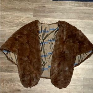 Rabbit(?) real fur vintage stoll / cardigan